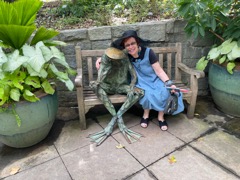 Sharon cozy with the frog